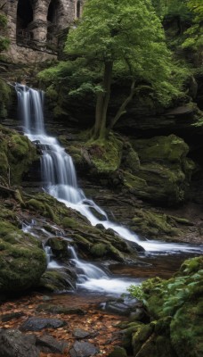 outdoors,day,water,tree,no humans,nature,scenery,forest,rock,ruins,river,waterfall,moss,stream,landscape