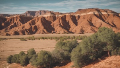 outdoors,sky,day,cloud,tree,blue sky,no humans,grass,nature,scenery,forest,mountain,road,landscape,mountainous horizon,path,plant,rock,sand,bush,desert,cliff