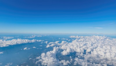 monochrome,outdoors,sky,day,cloud,blue sky,no humans,ocean,scenery,blue theme,horizon,landscape,water,shore