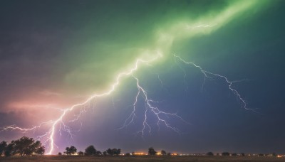 outdoors,sky,cloud,tree,no humans,night,cloudy sky,building,nature,scenery,forest,electricity,lightning,fire,night sky,landscape,city lights