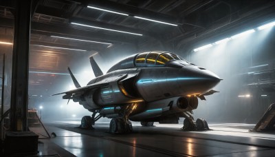 HQ,indoors,signature,military,no humans,window,robot,mecha,machinery,science fiction,realistic,aircraft,military vehicle,vehicle focus,spacecraft,lights,cockpit,rain,airplane,jet,fighter jet