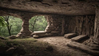 outdoors,day,tree,no humans,sunlight,grass,plant,nature,scenery,forest,rock,ruins,moss,stone,log