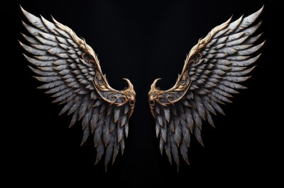 simple background,wings,no humans,black background,feathered wings,angel wings,multiple wings,still life,spread wings,feathers,white wings