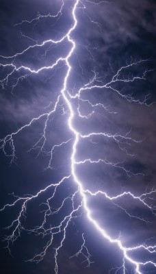 monochrome,sky,cloud,no humans,cloudy sky,scenery,electricity,purple theme,lightning,outdoors,blue theme,dark