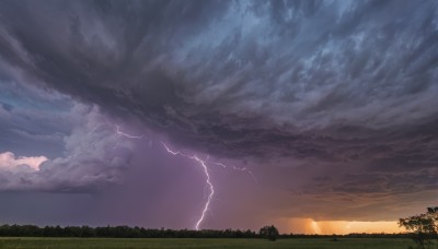 outdoors,sky,cloud,tree,no humans,sunlight,cloudy sky,grass,nature,scenery,forest,sunset,mountain,sun,electricity,lightning,landscape,horizon