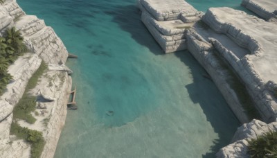 outdoors,day,signature,water,tree,no humans,shadow,ocean,from above,grass,scenery,rock,watercraft,ruins,bridge,river,boat,pier,artist name,beach,plant,sand,ship,shore