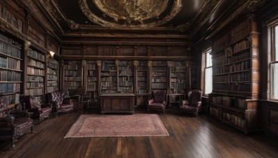 flower,day,indoors,book,no humans,window,chair,table,sunlight,plant,curtains,scenery,couch,wooden floor,stairs,bookshelf,lamp,shelf,book stack,library,armchair,carpet,rug,chandelier,desk,candle,candlestand