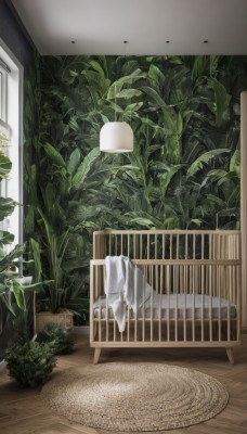 indoors,no humans,window,bed,leaf,chair,plant,towel,scenery,wooden floor,door,potted plant,lamp,ceiling light