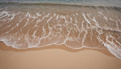 outdoors,day,water,no humans,shadow,ocean,traditional media,beach,scenery,realistic,sand,waves,shore,still life