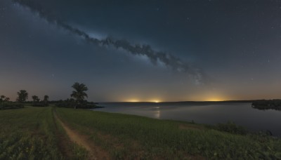 outdoors,sky,cloud,water,tree,no humans,night,ocean,grass,plant,star (sky),nature,night sky,scenery,starry sky,reflection,sunset,horizon,dark,beach,palm tree,landscape,shore