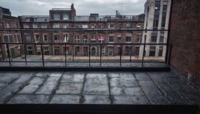 outdoors,sky,day,cloud,no humans,window,building,scenery,stairs,fence,door,railing,road,cityscape,house,power lines,street,rooftop,blue sky,cloudy sky,letterboxed,rain,city,wall,brick wall,lamppost,pavement