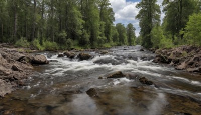 outdoors,sky,day,cloud,water,tree,blue sky,no humans,cloudy sky,nature,scenery,forest,reflection,rock,river,landscape,stream