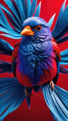 solo,looking at viewer,simple background,red eyes,closed mouth,full body,wings,blurry,pokemon (creature),no humans,bird,animal,feathers,red background,flying,realistic,animal focus,talons,beak,spread wings,gradient,gradient background