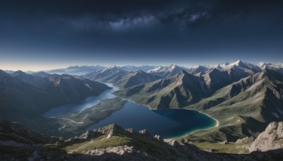 outdoors,sky,cloud,water,no humans,night,grass,star (sky),nature,night sky,scenery,starry sky,mountain,river,landscape,mountainous horizon,lake,cliff,rock,horizon