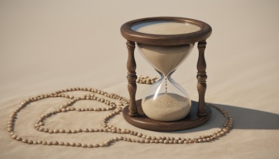 simple background,no humans,shadow,scenery,brown background,sand,still life,desert,shell,brown theme,hourglass