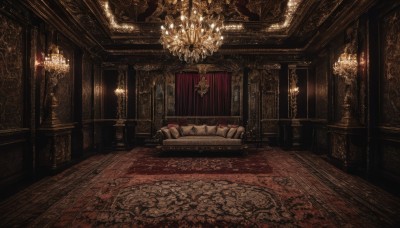 indoors,dutch angle,no humans,bed,chair,table,scenery,wooden floor,stairs,candle,ceiling,carpet,candlestand,rug,chandelier,couch,door,throne