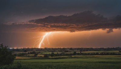 outdoors,sky,cloud,tree,no humans,cloudy sky,grass,building,nature,scenery,forest,sunset,mountain,city,electricity,road,lightning,landscape,mountainous horizon,hill,water,night,horizon,field,river,evening