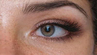 1girl,solo,looking at viewer,blue eyes,brown hair,black hair,1boy,brown eyes,male focus,eyelashes,close-up,reflection,realistic,eye focus,yellow eyes,freckles