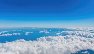 monochrome,outdoors,sky,day,cloud,blue sky,no humans,ocean,cloudy sky,scenery,blue theme,horizon,cityscape,landscape,above clouds,water,bird