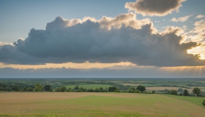 outdoors,sky,day,cloud,water,tree,blue sky,no humans,ocean,beach,sunlight,cloudy sky,grass,nature,scenery,sunset,mountain,sun,horizon,field,landscape,mountainous horizon,hill,forest,shore