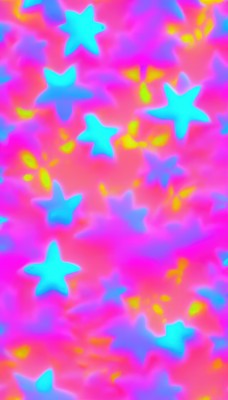 solo,star (symbol),petals,no humans,pink background,musical note,pink theme,colorful,pokemon (creature),glowing,multicolored background,abstract