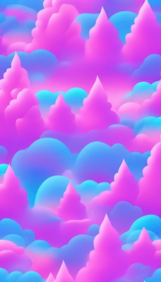 outdoors,sky,day,cloud,blue sky,no humans,cloudy sky,scenery,pink theme,blue theme,colorful,pastel colors,above clouds