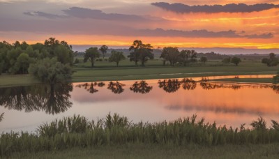 outdoors,sky,cloud,water,tree,no humans,cloudy sky,grass,nature,scenery,forest,reflection,sunset,river,evening,landscape,lake,orange sky,ocean,plant,horizon,twilight