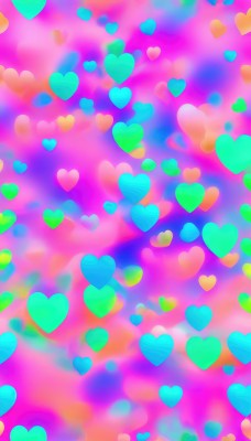 solo,multiple girls,heart,no humans,pink background,pink theme,heart background,colorful,scenery,multicolored background,abstract