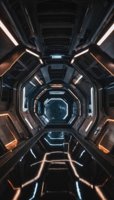 solo,no humans,glowing,robot,star (sky),mecha,close-up,reflection,science fiction,realistic,space,planet,spacecraft,cockpit,from above,scenery,machinery,cable,spacesuit