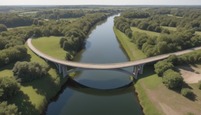 outdoors,day,water,tree,no humans,bird,from above,grass,nature,scenery,forest,road,watercraft,bridge,river,boat,landscape,lake,sky,mountain,bush,field,path