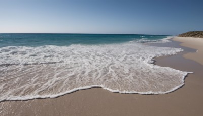 outdoors,sky,day,water,blue sky,no humans,ocean,beach,scenery,sand,horizon,waves,shore,footprints