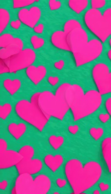 1girl,solo,multiple girls,2girls,heart,no humans,green background,pink theme,sailor senshi uniform,green theme,heart background,pink background