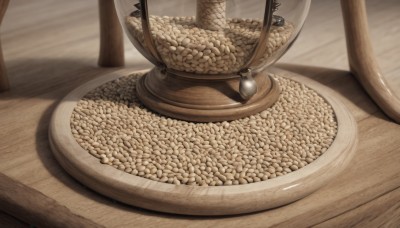 food,no humans,table,plate,realistic,spoon,food focus,still life,wooden table,indoors,blurry,shadow