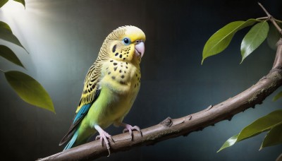 HQ,solo,outdoors,wings,from side,tree,no humans,profile,bird,animal,leaf,sunlight,plant,nature,light rays,realistic,branch,animal focus,in tree,talons,beak,moss,looking at viewer,standing,gradient