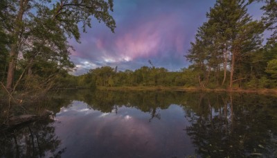 outdoors,sky,day,cloud,water,tree,blue sky,no humans,sunlight,cloudy sky,grass,plant,nature,scenery,forest,reflection,sunset,river,landscape,reflective water,lake