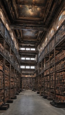 indoors,book,no humans,window,chair,sunlight,scenery,light rays,stairs,bookshelf,architecture,sunbeam,library,ceiling,ladder,ceiling light,reflective floor,vanishing point,day,chandelier