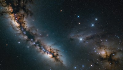 outdoors,sky,cloud,star (symbol),tree,no humans,night,star (sky),night sky,scenery,starry sky,reflection,space,galaxy,milky way,water,from above