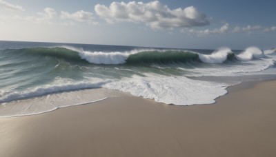 outdoors,sky,day,cloud,water,blue sky,no humans,ocean,beach,cloudy sky,nature,scenery,mountain,sand,horizon,waves,landscape,shore