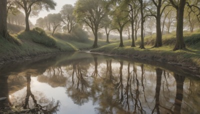 outdoors,day,water,tree,no humans,sunlight,grass,nature,scenery,forest,reflection,river,landscape,lake,sky,cloud,plant,reflective water