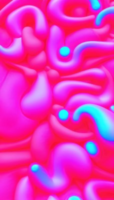 1girl,solo,breasts,open mouth,upper body,no humans,tentacles,close-up,pink theme,slime (substance),blue eyes,large breasts,restrained