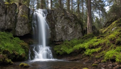 outdoors,day,water,tree,no humans,sunlight,nature,scenery,forest,rock,river,waterfall,landscape,moss,stream,grass