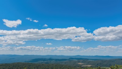 outdoors,sky,day,cloud,tree,blue sky,no humans,cloudy sky,grass,nature,scenery,mountain,horizon,road,field,summer,landscape,mountainous horizon,hill,cumulonimbus cloud,ocean