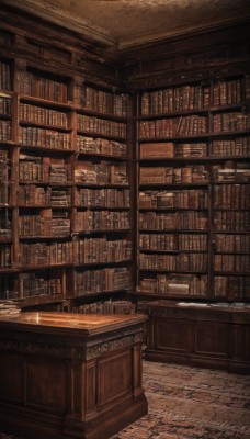 indoors,book,no humans,table,scenery,wooden floor,bookshelf,tiles,tile floor,library,ceiling,ladder,brown theme,voile,chair