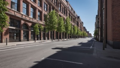 outdoors,sky,day,tree,blue sky,no humans,window,shadow,plant,building,scenery,city,door,road,bush,house,street,cloud,watermark,lamppost