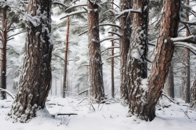 outdoors,day,tree,no humans,nature,scenery,snow,forest,snowing,winter,bare tree,traditional media