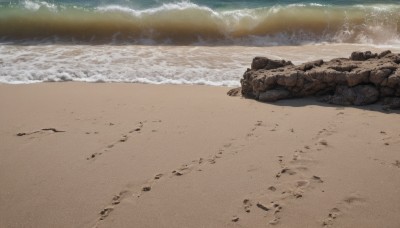 outdoors,day,water,no humans,ocean,beach,scenery,rock,sand,waves,shore,footprints