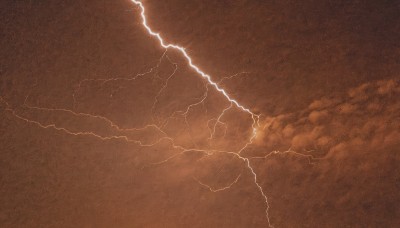 monochrome,outdoors,sky,cloud,no humans,cloudy sky,scenery,brown background,electricity,lightning,brown theme,pokemon (creature),ocean,orange theme