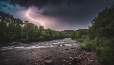 outdoors,sky,cloud,water,tree,no humans,beach,cloudy sky,grass,nature,scenery,forest,rock,mountain,road,bush,river,lightning,landscape,shore,path,night,night sky,electricity