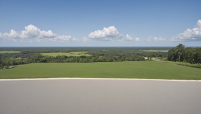 outdoors,sky,day,cloud,tree,blue sky,no humans,beach,grass,nature,scenery,forest,horizon,road,field,landscape,hill,ocean,cloudy sky