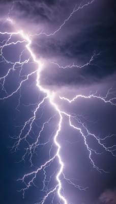 monochrome,outdoors,sky,cloud,no humans,cloudy sky,scenery,electricity,purple theme,lightning,blue theme,dark